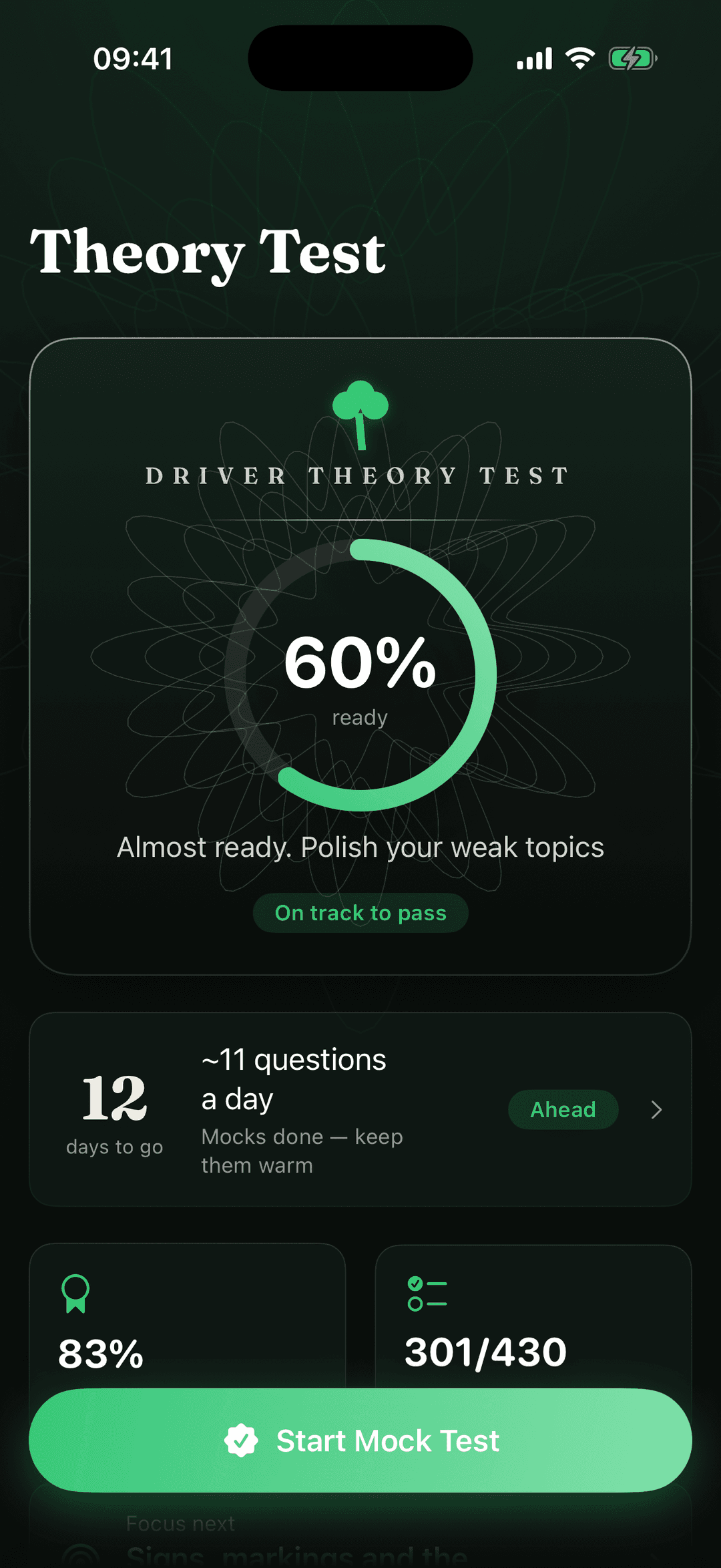 Theory Test Ireland home screen